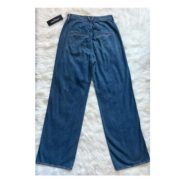 New! VERONICA BEARD Mia Pleated High Waist Wide Leg Jeans - Picture 8 of 11